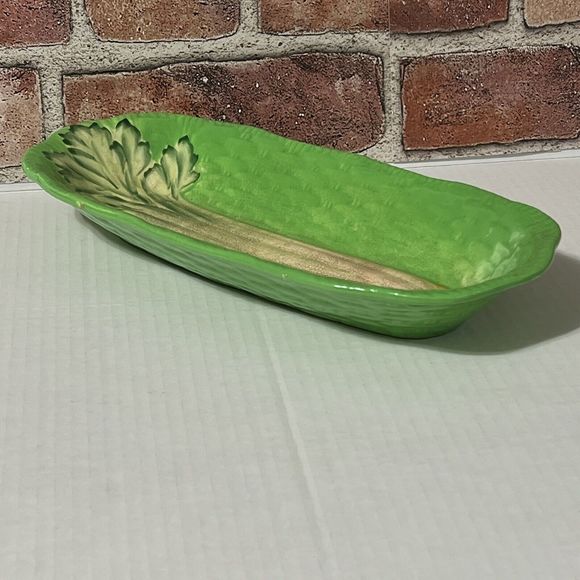 Beswick Ware Ceramic Celery Dish Boat #220 Made in England Green Basket Weave - Picture 13 of 17